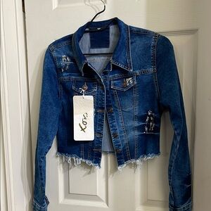 Blue Denim Cropped Jacket